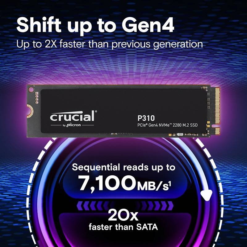 Disque Dur Interne Crucial P310 4TB PCIe Gen4 NVMe 2280 M.2 SSD